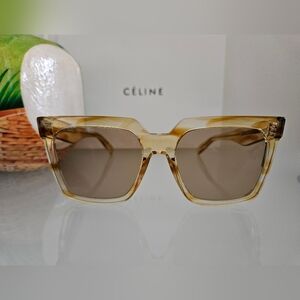 Celine Square Oversized Sunglasses Transparent Yellow